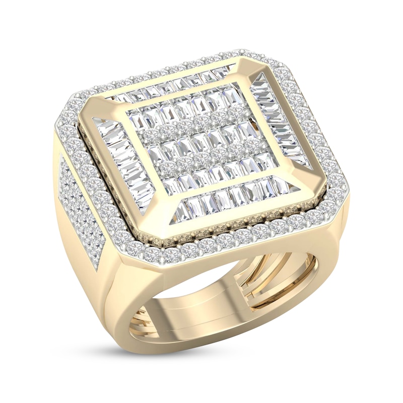 Main Image 2 of Men's Baguette & Round-Cut Diamond Octagon Ring 2-1/2 ct tw 14K Yellow Gold Size 10