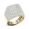 Thumbnail Image 2 of Men's Baguette & Round-Cut Diamond Octagon Double Frame Ring 2-1/2 ct tw 14K Yellow Gold Size 10