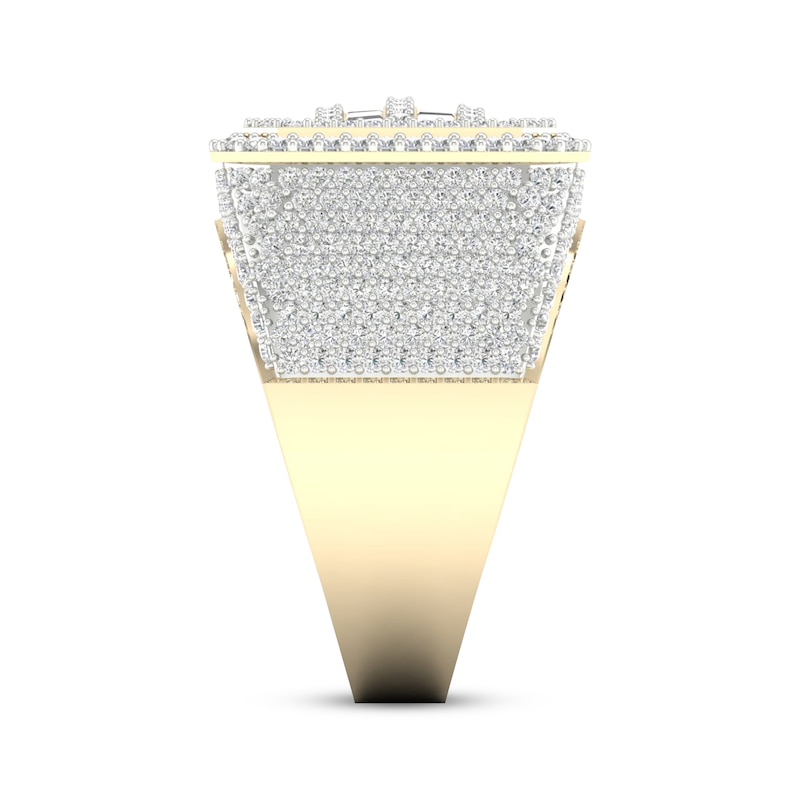 Main Image 3 of Men's Baguette & Round-Cut Diamond Octagon Double Frame Ring 2-1/2 ct tw 14K Yellow Gold Size 10