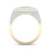 Thumbnail Image 4 of Men's Baguette & Round-Cut Diamond Octagon Double Frame Ring 2-1/2 ct tw 14K Yellow Gold Size 10