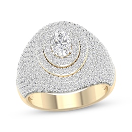 Men's Oval & Round-Cut Diamond Ring 3 ct tw 14K Yellow Gold Size 10