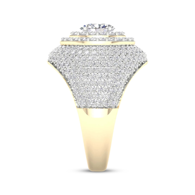 Main Image 3 of Men's Oval & Round-Cut Diamond Ring 3 ct tw 14K Yellow Gold Size 10