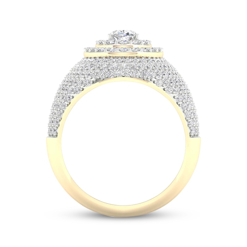 Main Image 4 of Men's Oval & Round-Cut Diamond Ring 3 ct tw 14K Yellow Gold Size 10