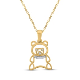 Teddy Bear Jewelry Collection Honoring St. Jude Diamond Accent Silhouette Necklace 10K Yellow Gold 18&quot;