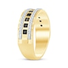 Thumbnail Image 2 of Men's Square-Cut Black Black & Round-Cut White Diamond Wedding Band 3/4 ct tw 10K Two-Tone Gold