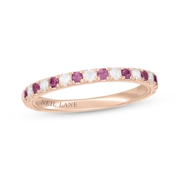 Neil Lane Diamond & Pink Tourmaline Anniversary Ring 1/5 ct tw 14K Rose Gold