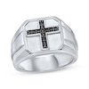 Thumbnail Image 1 of Men's Black Diamond Cross Ring 1/6 ct tw Sterling Silver