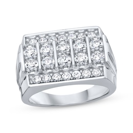 Men's Diamond Four-Row Ring 2 ct tw Sterling Silver