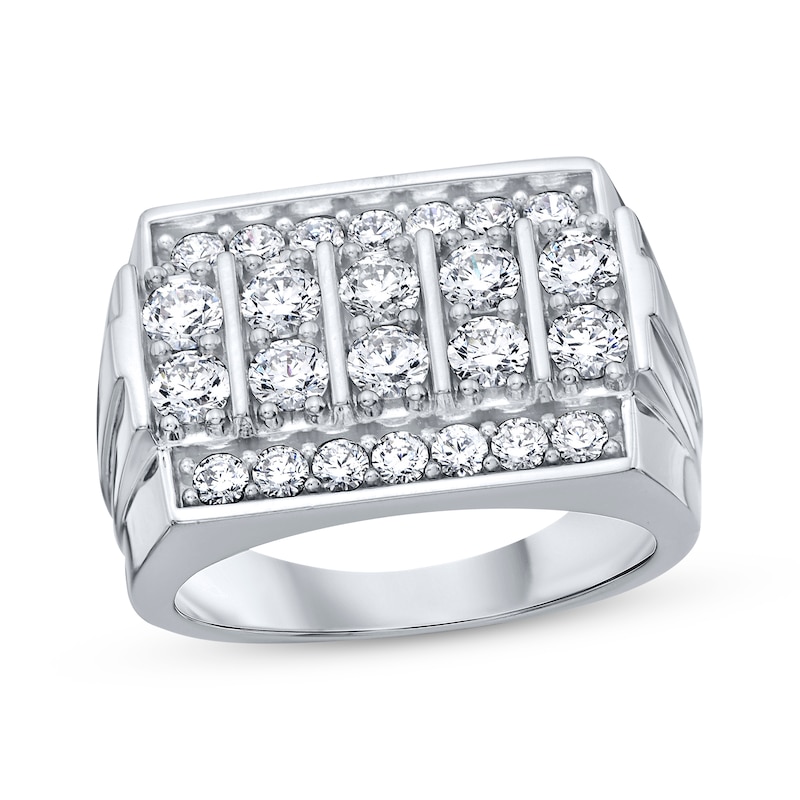 Main Image 1 of Men's Diamond Four-Row Ring 2 ct tw Sterling Silver