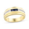 Thumbnail Image 1 of Men's Square-Cut Blue Sapphire & Diamond Wedding Band 1/4 ct tw 10K Yellow Gold