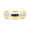 Thumbnail Image 4 of Men's Square-Cut Blue Sapphire & Diamond Wedding Band 1/4 ct tw 10K Yellow Gold