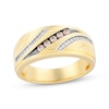 Thumbnail Image 1 of Men's Brown & White Diamond Diagonal Wedding Band 1/4 ct tw 10K Yellow Gold