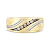 Thumbnail Image 4 of Men's Brown & White Diamond Diagonal Wedding Band 1/4 ct tw 10K Yellow Gold