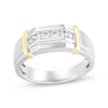 Thumbnail Image 1 of Men's Diamond Angled Wedding Band 1/4 ct tw 10K Two-Tone Gold