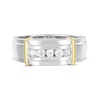 Thumbnail Image 4 of Men's Diamond Angled Wedding Band 1/4 ct tw 10K Two-Tone Gold