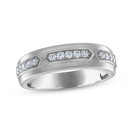 Men's Diamond Wedding Band 1/3 ct tw 14K White Gold