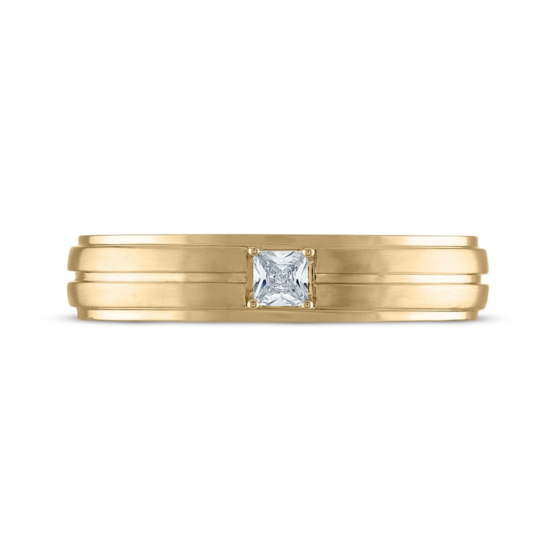 Main Image 3 of Men's Square-Cut Diamond Solitaire Wedding Band 1/10 ct tw 14K Yellow Gold