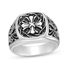 Thumbnail Image 1 of Men's Antique-Finish Fleur-De-Lis Cross Ring Stainless Steel