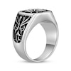 Thumbnail Image 2 of Men's Antique-Finish Fleur-De-Lis Cross Ring Stainless Steel