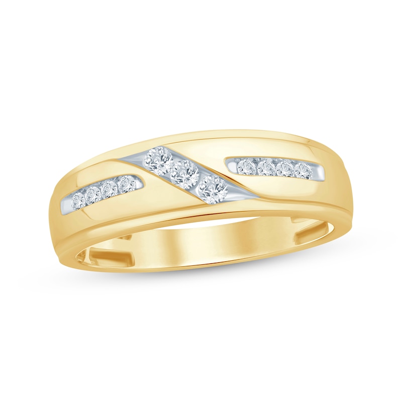 Main Image 1 of Men's Diamond Wedding Band 1/4 ct tw 10K Yellow Gold