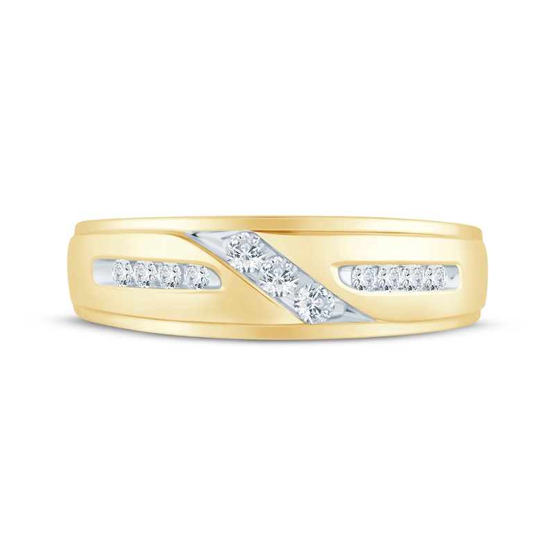 Main Image 3 of Men's Diamond Wedding Band 1/4 ct tw 10K Yellow Gold