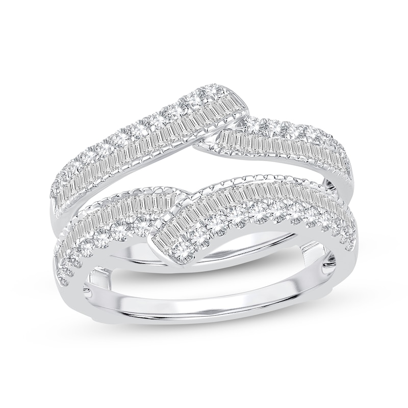 Round & Baguette-cut Diamond Enhancer Ring 3 4 Ct Tw 14k White Gold 