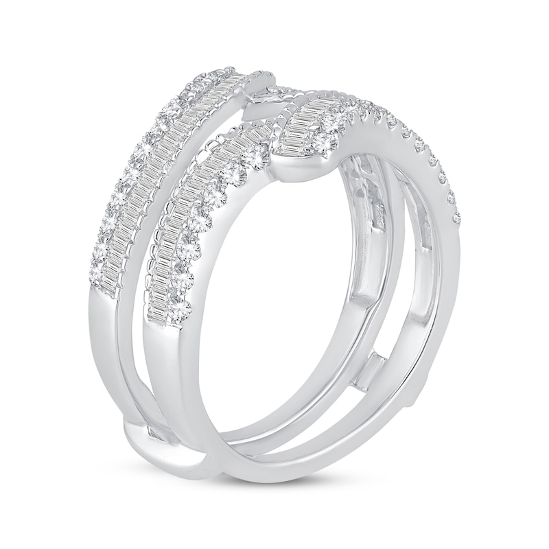 Main Image 2 of Round & Baguette-Cut Diamond Enhancer Ring 3/4 ct tw 14K White Gold