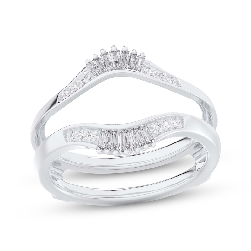 Main Image 1 of Baguette & Round-Cut Diamond Enhancer Ring 1/4 ct tw 14K White Gold