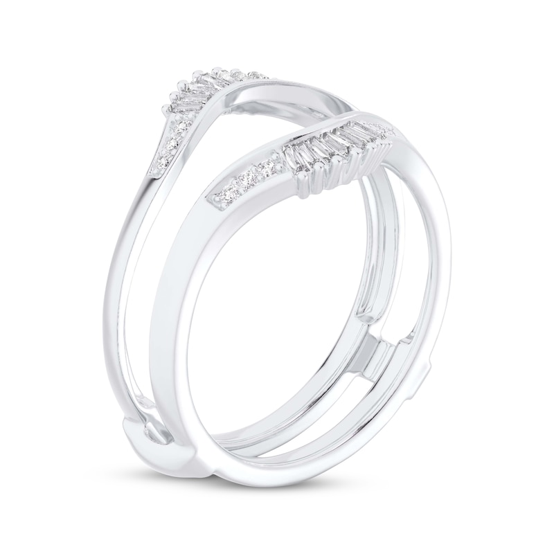 Main Image 2 of Baguette & Round-Cut Diamond Enhancer Ring 1/4 ct tw 14K White Gold