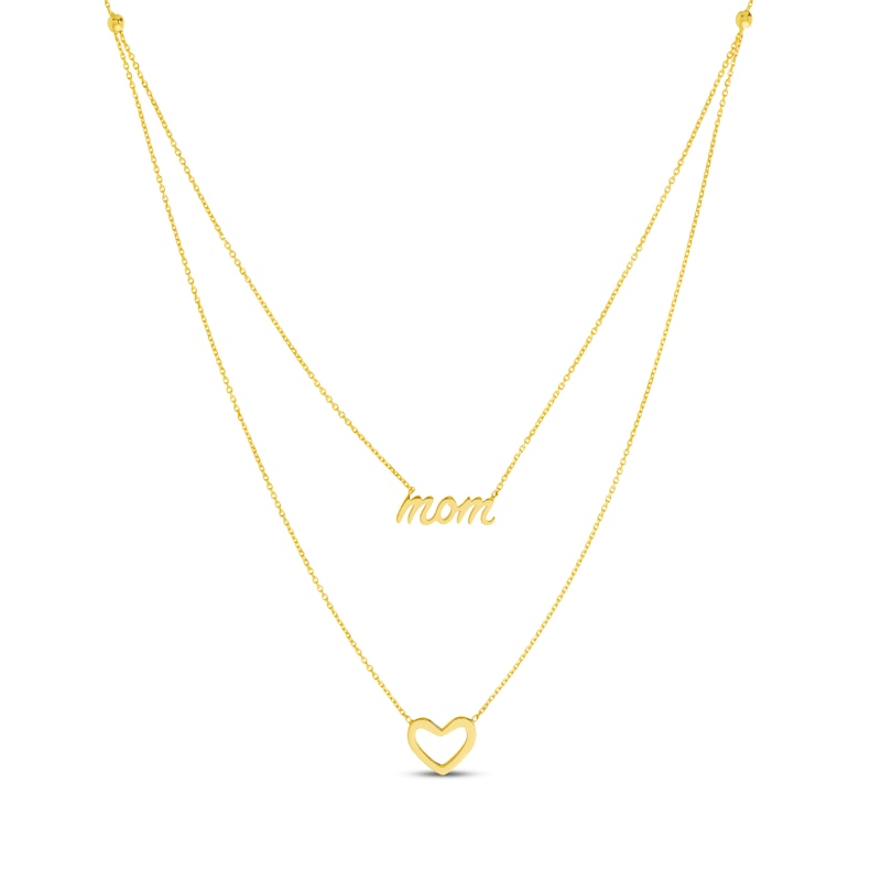 Main Image 1 of Layered &quot;Mom&quot; Heart Necklace 14K Yellow Gold 18&quot;