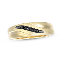 Men's Black Diamond Wedding Band 1/15 ct tw 10K Yellow Gold