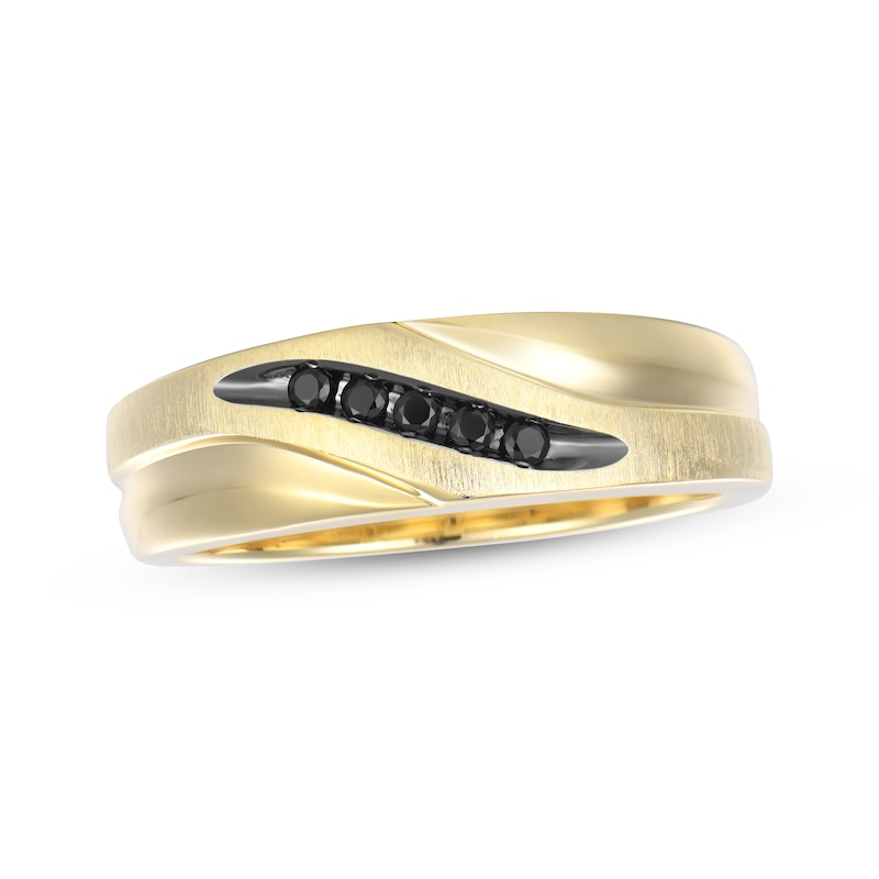 Main Image 1 of Men's Black Diamond Wedding Band 1/15 ct tw 10K Yellow Gold