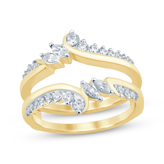 Marquise & Round-Cut Diamond Enhancer Ring 5/8 ct tw 14K Yellow Gold