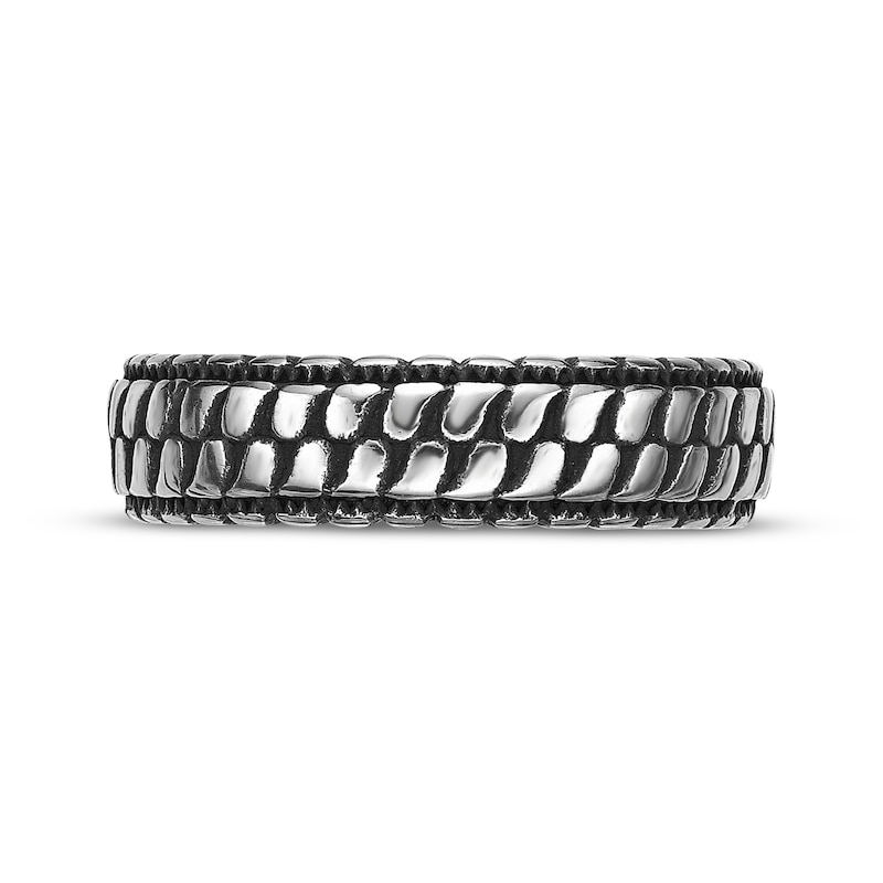 Main Image 4 of Men's Antique-Finish Tire Tread Pattern Ring Stainless Steel