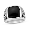 Thumbnail Image 0 of Men's Black Square Agate Ring Stainless Steel