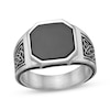 Thumbnail Image 1 of Men's Black Octagon Agate Ring Stainless Steel