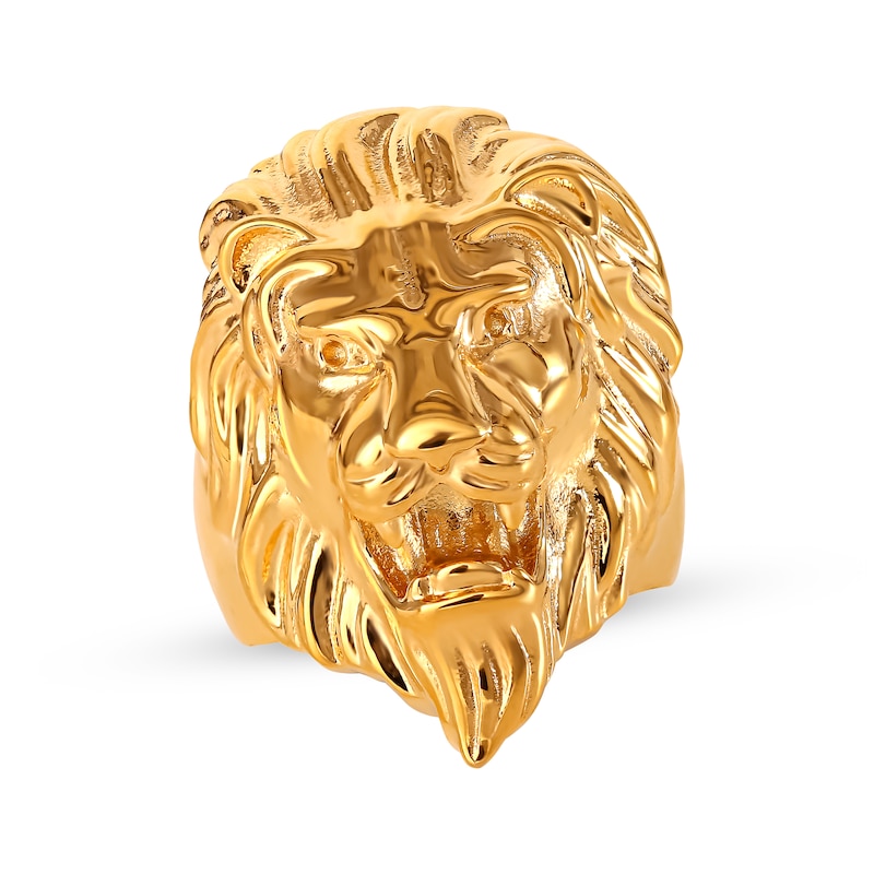 Main Image 1 of Lion's Head Ring Yellow Ion-Plated Stainless Steel