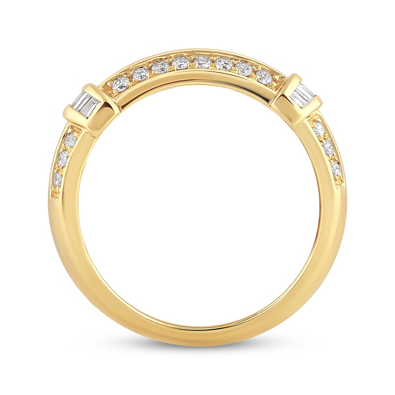 Main Image 3 of Men's Round & Baguette-Cut Diamond Ring 1-1/2 ct tw 10K Yellow Gold