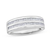 Thumbnail Image 1 of Men's Baguette & Round-Cut Diamond Wedding Band 1/2 ct tw 10K White Gold