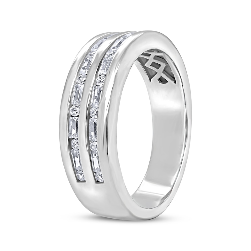 Main Image 2 of Now + Forever Men's Baguette & Round-Cut Diamond Wedding Band 1/2 ct tw 10K White Gold