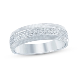 Now + Forever Men's Round-Cut Diamond Mesh Pattern Band 1/3 ct tw 10K White Gold