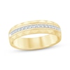 Thumbnail Image 1 of Men's Round-Cut Diamond Patterned Wedding Band 1/4 ct tw 10K Yellow Gold