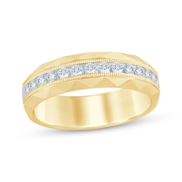 Men's Round-Cut Diamond Patterned Wedding Band 1/2 ct tw 10K Yellow Gold