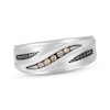 Thumbnail Image 1 of Men's Brown & Black Diamond Brushed Wedding Band 1/6 ct tw 10K White Gold 9mm