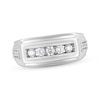 Thumbnail Image 1 of Men's Diamond Angled Wedding Band 1/2 ct tw 10K White Gold