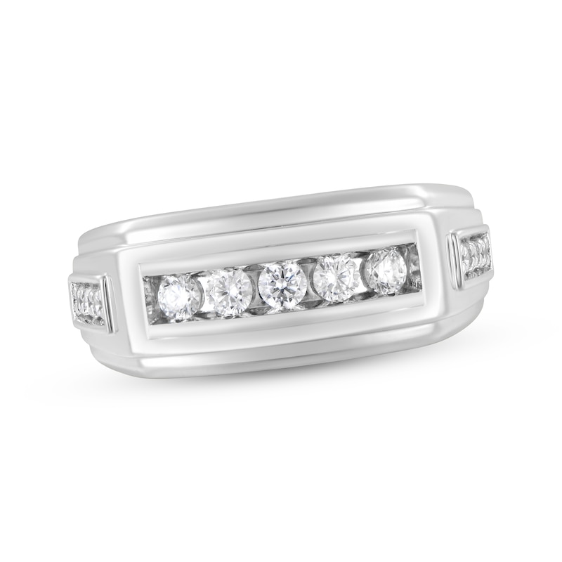 Main Image 1 of Men's Diamond Angled Wedding Band 1/2 ct tw 10K White Gold