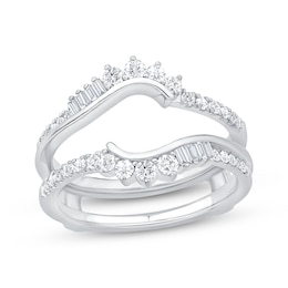 Now + Forever Baguette & Round-Cut Diamond Asymmetric Curve Enhancer Ring 1/2 ct tw 14K White Gold