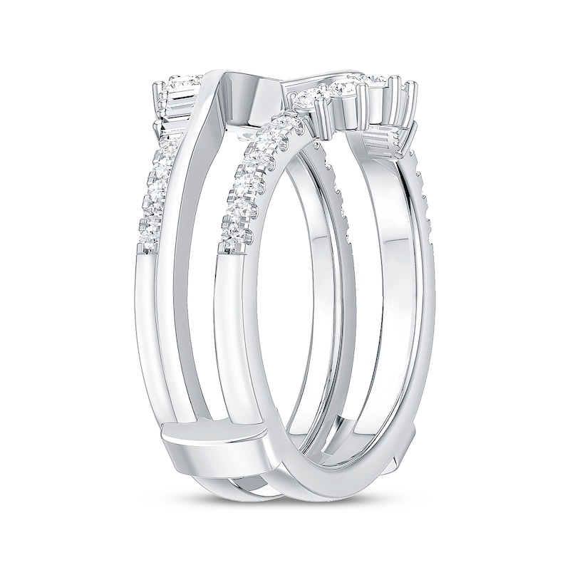 Main Image 2 of Baguette & Round-Cut Diamond Asymmetric Curve Enhancer Ring 1/2 ct tw 14K White Gold