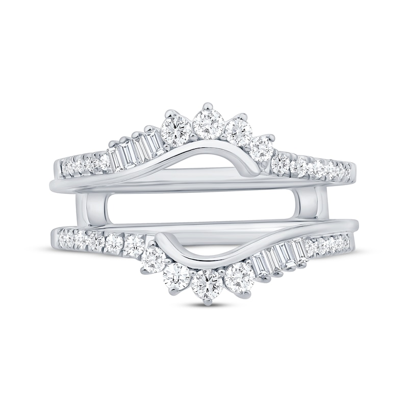 Main Image 3 of Baguette & Round-Cut Diamond Asymmetric Curve Enhancer Ring 1/2 ct tw 14K White Gold