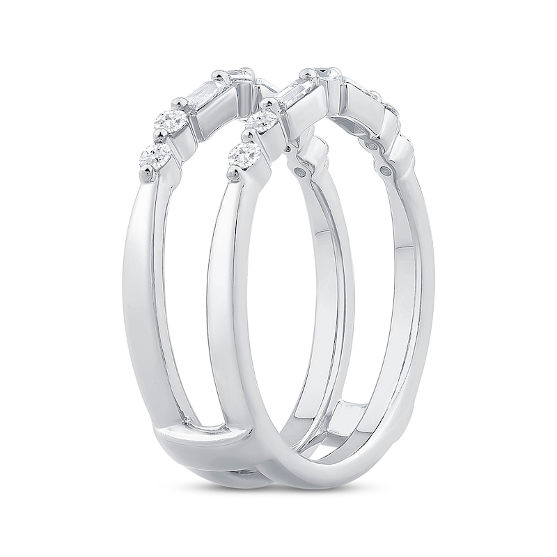 Baguette & Round-Cut Diamond Enhancer Ring 1/2 ct tw 14K White Gold